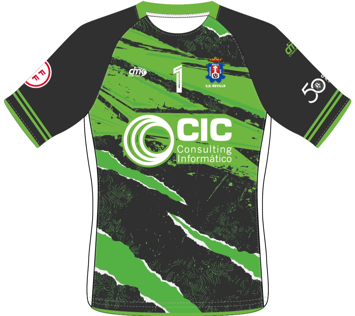 CAMISETA EQUIPACIÓN PORTERO VERDE Y NEGRO REVILLA
