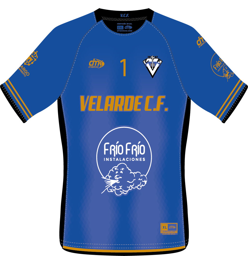 CAMISETA EQUIPACION PORTERO AZUL Y NEGRO VELARDE C.F.