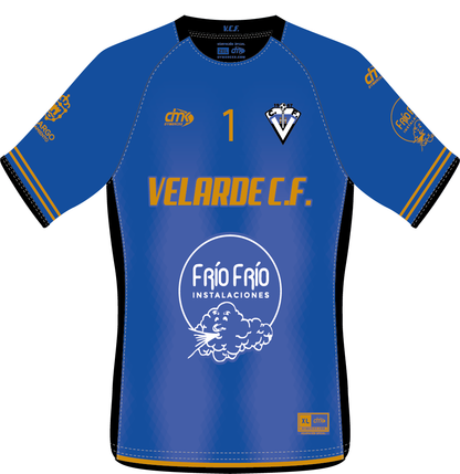 CAMISETA EQUIPACION PORTERO AZUL Y NEGRO VELARDE C.F.