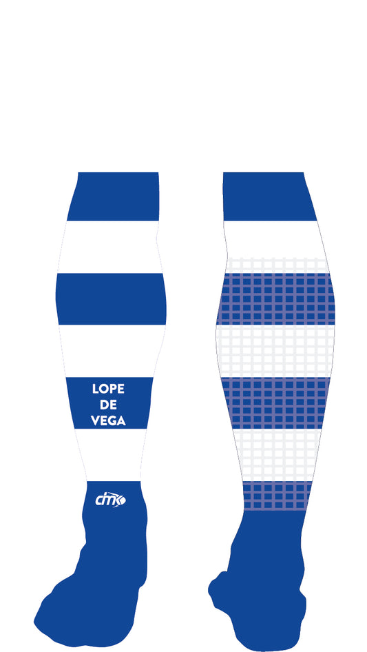 MEDIAS  LOPE DE VEGA COLOR AZUL Y BLANCO