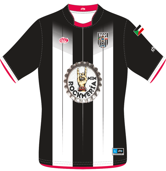 CAMISETA SUBLIMADA ROCKMERIA NEGRA Y BLANCA